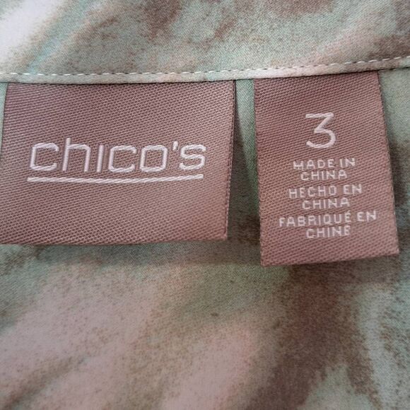 Chico's Women's Plus Size No Iron Floral Paint Print Shirt Italian Aqua size 3 ( - Picture 5 of 7